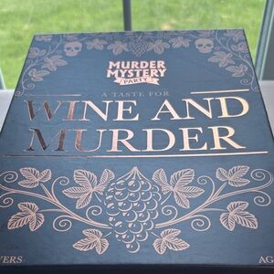 Murder Mystery Party "A Taste for Wine and Murder" Game Box - Navy & Rose Gold